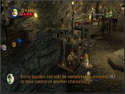 Go to the left side of the room and stand with Indy on the brown lift - Chapter 5 - Escape the Mines - The Temple of Doom - LEGO Indiana Jones: The Original Adventures - Game Guide and Walkthrough