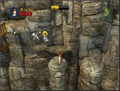 Go to the right using bars and platforms - Chapter 6 - Battle on the Bridge - The Temple of Doom - LEGO Indiana Jones: The Original Adventures - Game Guide and Walkthrough