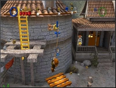 Go to the left and use whip on the highlighted place - Chapter 4 - Trouble in the Sky - The Last Crusade - LEGO Indiana Jones: The Original Adventures - Game Guide and Walkthrough