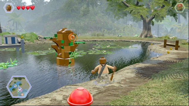 Walk to the column on the water and tilt it with Barrys rope - Visitors Center | Jurassic Park - secrets in free roam - Jurassic Park - secrets in free roam - LEGO Jurassic World Game Guide & Walkthrough