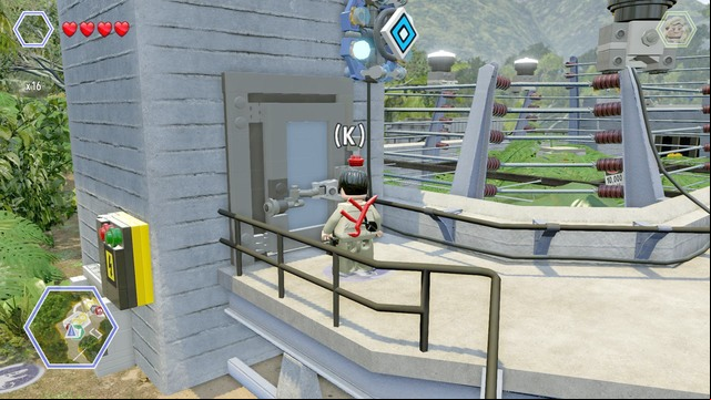 Walk to the door shown on the picture and, as Owen, open it with a key - Raptor Territory | Jurassic Park - secrets in free roam - Jurassic Park - secrets in free roam - LEGO Jurassic World Game Guide & Walkthrough