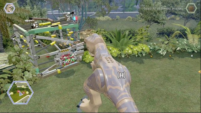 After repairing the dinosaur generator, create a tyrannosaurus and walk to the gate shown on the picture - Tyrannosaurus Territory | Jurassic Park - secrets in free roam - Jurassic Park - secrets in free roam - LEGO Jurassic World Game Guide & Walkthrough