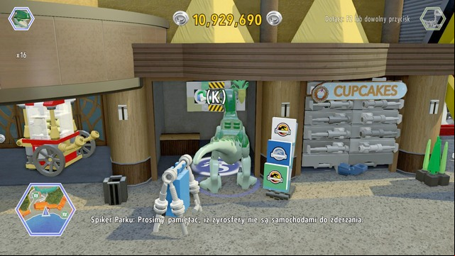 As raptor, walk to the rod shown on the picture and use it to save the worker - Main Street | Jurassic World - secrets in free roam - Jurassic World - secrets in free roam - LEGO Jurassic World Game Guide & Walkthrough