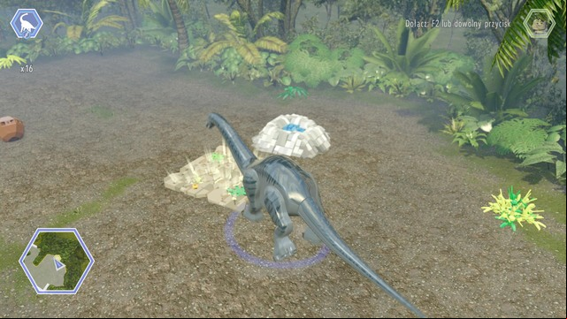 As apatosaurus, walk to the platform shown on the picture and use the quake to obtain another golden brick - Indominus Territory | Jurassic World - secrets in free roam - Jurassic World - secrets in free roam - LEGO Jurassic World Game Guide & Walkthrough