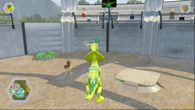 Use raptor to approach the lever at the wall - East Boardwalk | Jurassic World - secrets in free roam - Jurassic World - secrets in free roam - LEGO Jurassic World Game Guide & Walkthrough