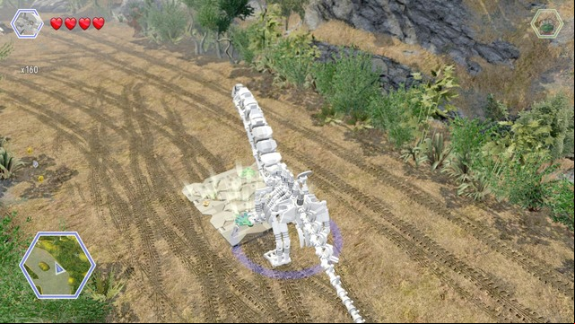 Create apatosaurus with the dinosaur generator and use him to destroy the brick platforms shown on the picture - Hunting Plains | Jurassic Park - The Lost World - secrets in free roam - Jurassic Park - The Lost World - secrets in free roam - LEGO Jurassic World Game Guide & Walkthrough