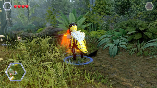 As tyrannosaurus or a dinosaur you created, destroy the fire LEGO object shown on the picture - Ankylosaurus Territory | Jurassic Park III - secrets in free roam - Jurassic Park III - secrets in free roam - LEGO Jurassic World Game Guide & Walkthrough
