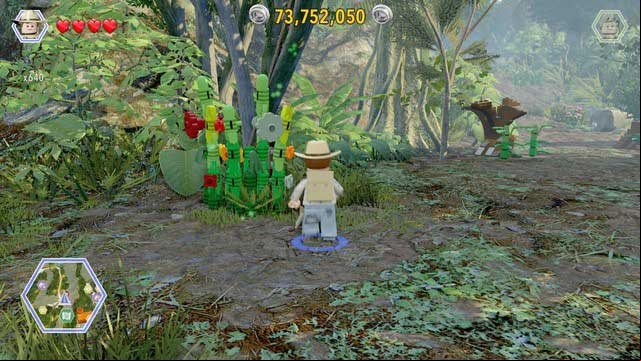 As Grant, walk to the plants blocking the access and cut them - Crash Site | Jurassic Park III - secrets in free roam - Jurassic Park III - secrets in free roam - LEGO Jurassic World Game Guide & Walkthrough