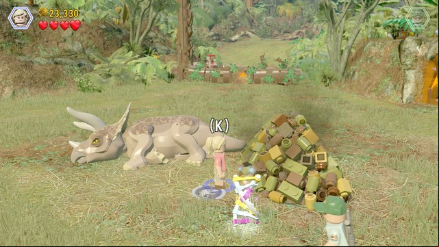 As Ellie, approach the triceratops feces, to the right (see the screenshot) - Welcome to Jurassic Park | Jurassic Park - walkthrough - Jurassic Park - walkthrough - LEGO Jurassic World Game Guide & Walkthrough