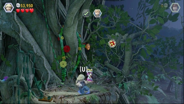 Once there, thrown the ball at the target shown in the screenshot and lower the ladder for Grant - Park Shutdown | Jurassic Park - walkthrough - Jurassic Park - walkthrough - LEGO Jurassic World Game Guide & Walkthrough