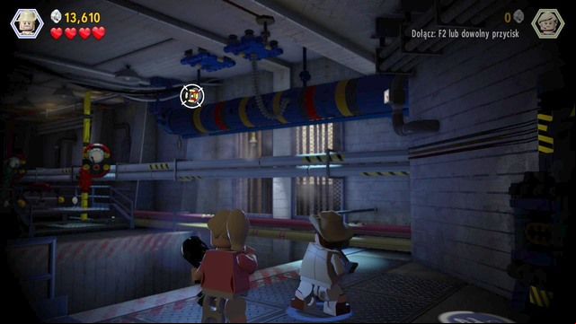 Walk over to the gate on the left and, after it opens, still as Robert, aim at the target shown in the screenshot and fire to lower the footbridge, thanks to which you get to the other side - Restoring power | Jurassic Park - walkthrough - Jurassic Park - walkthrough - LEGO Jurassic World Game Guide & Walkthrough
