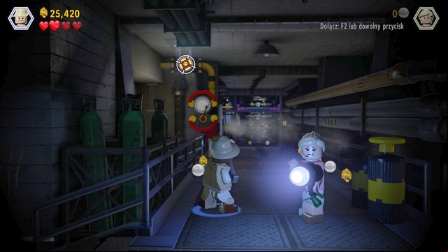 As soon as you get ahead, as Robert, aim at the target shown in the screenshot to close the last one of the valves - Restoring power | Jurassic Park - walkthrough - Jurassic Park - walkthrough - LEGO Jurassic World Game Guide & Walkthrough