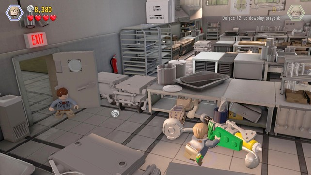 After you have captured the velociraptor in the fridge, keep moving right - Visitor center | Jurassic Park - walkthrough - Jurassic Park - walkthrough - LEGO Jurassic World Game Guide & Walkthrough