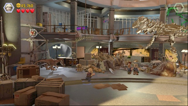 Again, while controlling the tyrannosaur, fight the velociraptor - Visitor center | Jurassic Park - walkthrough - Jurassic Park - walkthrough - LEGO Jurassic World Game Guide & Walkthrough