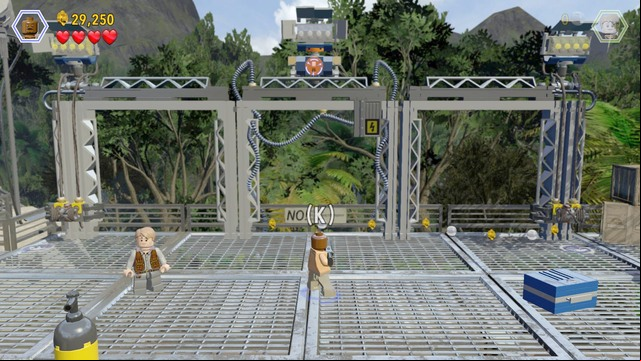 After you have launched the pig, use the ladder and climb to the higher level of the pen - Welcome to the Jurassic World | Jurassic World - walkthrough - Jurassic World - walkthrough - LEGO Jurassic World Game Guide & Walkthrough