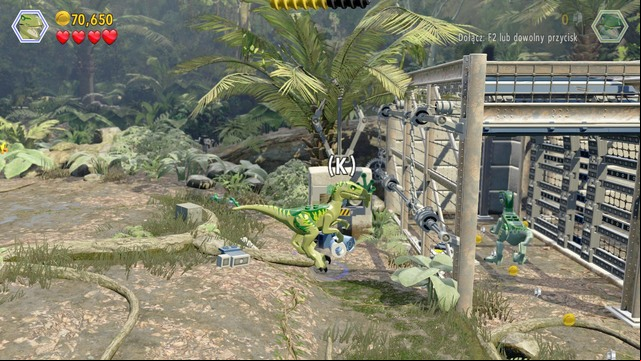 As soon as you reach the location on the screenshot, pull the lever, as any of the raptors and switch to the other one - Welcome to the Jurassic World | Jurassic World - walkthrough - Jurassic World - walkthrough - LEGO Jurassic World Game Guide & Walkthrough
