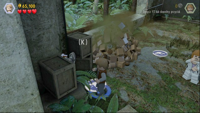 At the end of the path, there is a pile of feces so, dive into it, as Owen and use the bricks to build a climbing wall - Out of Bounds | Jurassic World - walkthrough - Jurassic World - walkthrough - LEGO Jurassic World Game Guide & Walkthrough