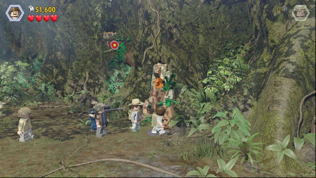 As Grant, approach the blocked age and cut through the plants next to the tree trunk - Spinosaurus | Jurassic Park III - walkthrough - Jurassic Park III - walkthrough - LEGO Jurassic World Game Guide & Walkthrough