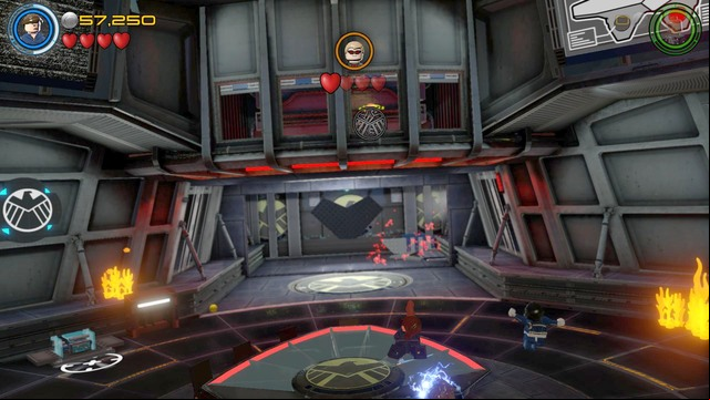 Go to the middle of the room after activating two levers and hang on them in a short time span - Helicarrier Havoc - Walkthrough - LEGO Marvels Avengers - Game Guide and Walkthrough