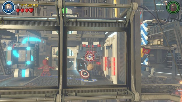 Use the elevator after activating it to drive to lower level as Captain America and to open another door on the right - Helicarrier Havoc - Walkthrough - LEGO Marvels Avengers - Game Guide and Walkthrough