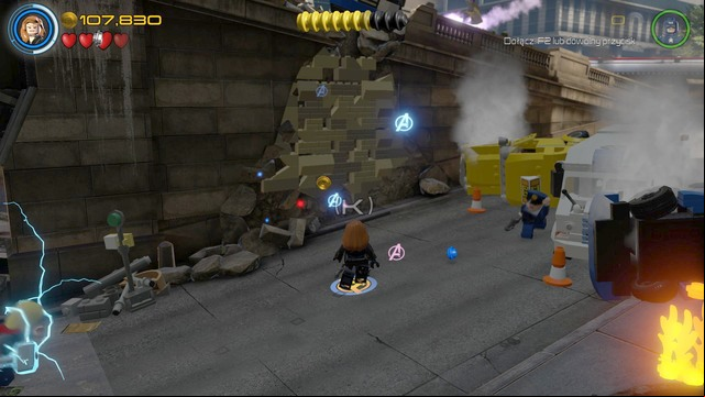 When the bridge collapses, walk to the right side as Black Widow and scan the area to reveal a cracked wall - Avengers Assemble - Walkthrough - LEGO Marvels Avengers - Game Guide and Walkthrough