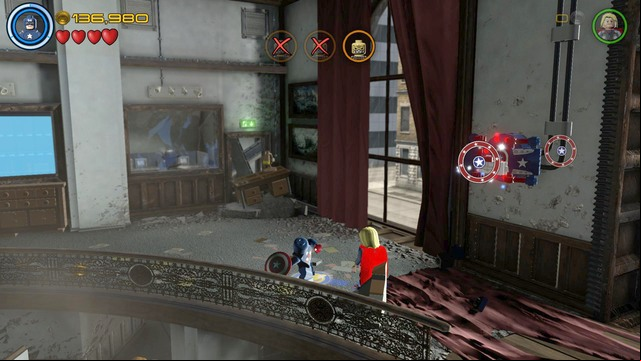 Switch character to Captain America after destroying another door and put out the fire that is blocking access to the next room - Earths Mightiest - Walkthrough - LEGO Marvels Avengers - Game Guide and Walkthrough