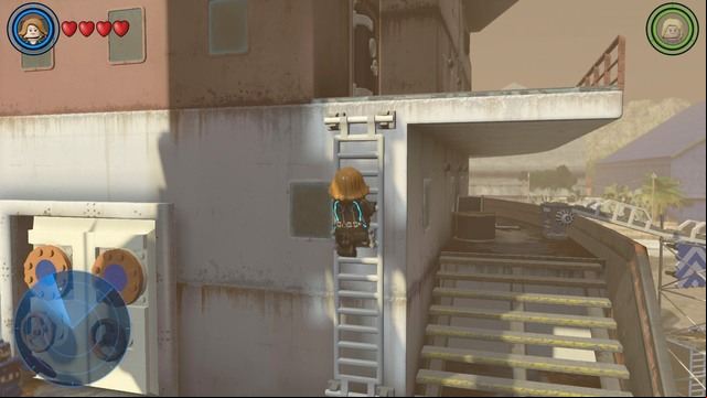 As Black Widow go towards the main door to the ship (look at the picture) and use the ladder next to them - Anger Management - Walkthrough - LEGO Marvels Avengers - Game Guide and Walkthrough