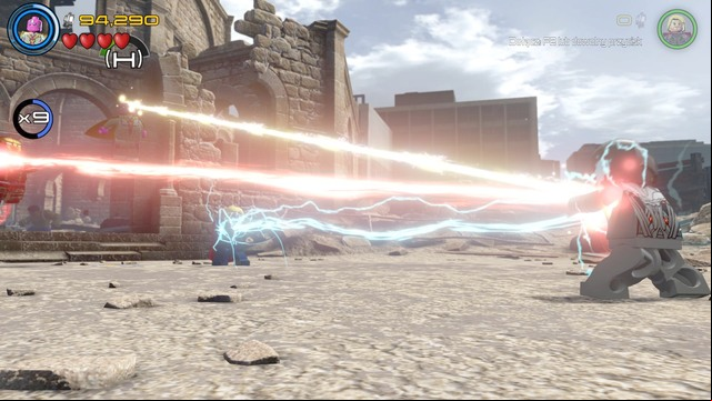 During the final phase of the battle you must press the button appearing on the screen for each of three characters in order to defeat Ultron - Ultron Undone - Walkthrough - LEGO Marvels Avengers - Game Guide and Walkthrough