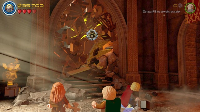 Use the stairs to get to higher floor and destroy the brick object lying under the collapsed age - Lost in the Aether - Walkthrough - LEGO Marvels Avengers - Game Guide and Walkthrough