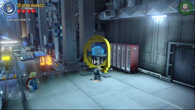 Use Ultron to walk towards the yellow gyroscope - Minikits - A Loki Entrance - secrets - LEGO Marvels Avengers - Game Guide and Walkthrough