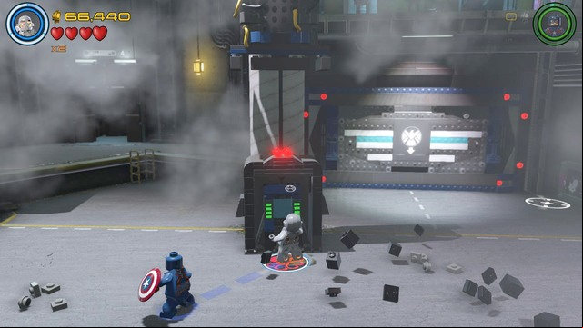 Walk as Ultron towards the console shown on the picture and activate it - Minikits - A Loki Entrance - secrets - LEGO Marvels Avengers - Game Guide and Walkthrough