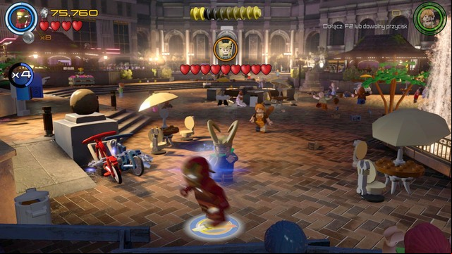 You will obtain the third Minikit when you will ride the bike to the other side of the location - Minikits - Shakespeare in the Park - secrets - LEGO Marvels Avengers - Game Guide and Walkthrough