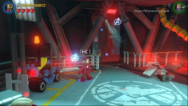 Once you reach the room with forklift, walk towards the vehicle and scan it as Iron man - Minikits - Helicarrier Havoc - secrets - LEGO Marvels Avengers - Game Guide and Walkthrough