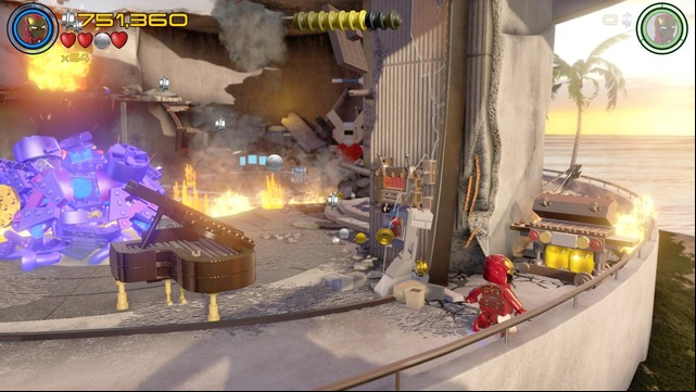 On the opposite side from the first Minikit you will find gas cylinders - Minikits - Ready, A.I.M., Fire - secrets - LEGO Marvels Avengers - Game Guide and Walkthrough