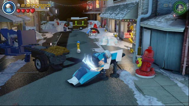 Once the container is destroyed, use the bricks scattered on the ground to construct a platform for Quicksilver and use it - Minikits - Ready, A.I.M., Fire - secrets - LEGO Marvels Avengers - Game Guide and Walkthrough