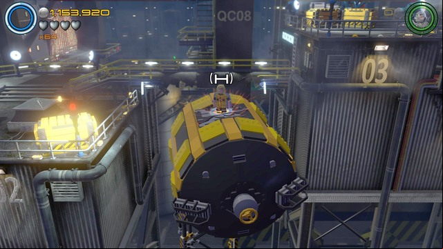 Fly as Thor on the yellow object shown on the picture and destroy the cracked floor - Minikits - Ready, A.I.M., Fire - secrets - LEGO Marvels Avengers - Game Guide and Walkthrough