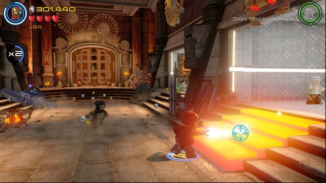 Just after the mission starts walk to the right cover and destroy the golden stairs by using Iron Mans laser - Stan Lee / Red brick - Lost in the Aether - secrets - LEGO Marvels Avengers - Game Guide and Walkthrough