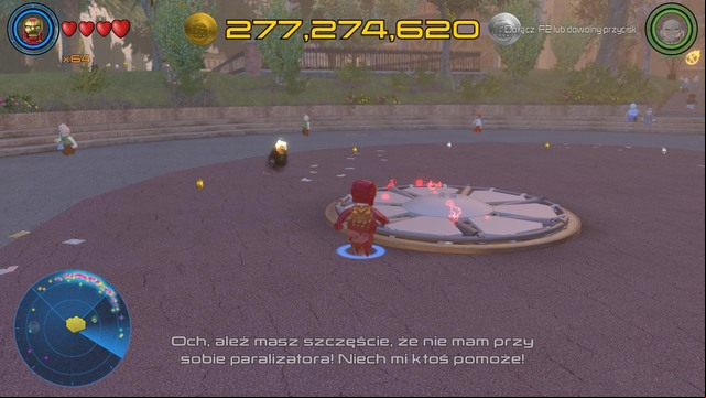 Between the skyscrapers, in the place where She-Hulk is standing you will find a cover that must be destroyed as Vision - Golden bricks - North Manhattan - secrets - LEGO Marvels Avengers - Game Guide and Walkthrough