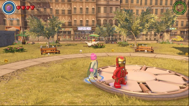 Near the place where you found brick #4 you will find a park shown on the picture - Golden bricks - Central Manhattan - secrets - LEGO Marvels Avengers - Game Guide and Walkthrough
