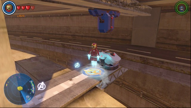 Land on the small platform as Iron Man and scan the area - Golden bricks - Central Manhattan - secrets - LEGO Marvels Avengers - Game Guide and Walkthrough