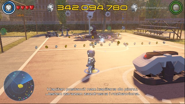 Walk on the basketball court and scan the area as Iron Man - Golden bricks - Southern Manhattan - secrets - LEGO Marvels Avengers - Game Guide and Walkthrough
