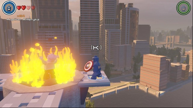 You will have the first chance to save Stan Lee after you arrive at Roxxon plant - Stan Lee in peril - Manhattan - LEGO Marvels Avengers - Game Guide and Walkthrough