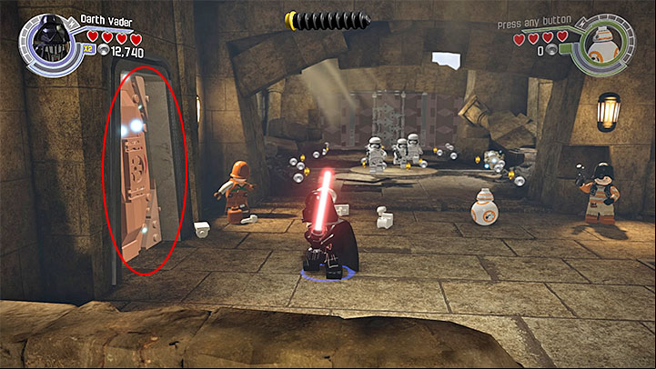 Special requirements: a character that uses the Force (e - Chapter 6 - Battle of Takodana | Minikits and red bricks - Minikits and red LEGO bricks - LEGO Star Wars: The Force Awakens Game Guide