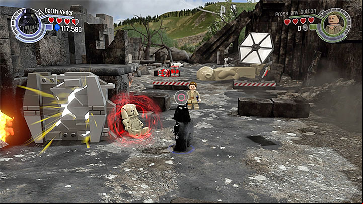 You can try to find the second statue after you have won a longer blaster battle - Chapter 6 - Battle of Takodana | Minikits and red bricks - Minikits and red LEGO bricks - LEGO Star Wars: The Force Awakens Game Guide
