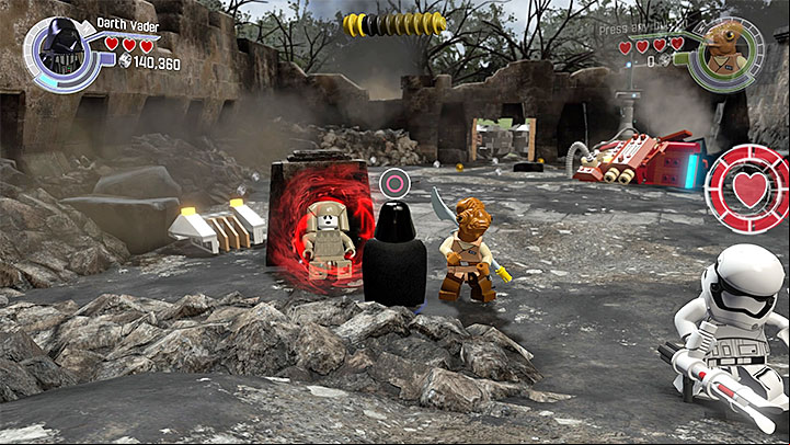 The third statue is in the spot where you have to fight FN-2199 - Chapter 6 - Battle of Takodana | Minikits and red bricks - Minikits and red LEGO bricks - LEGO Star Wars: The Force Awakens Game Guide