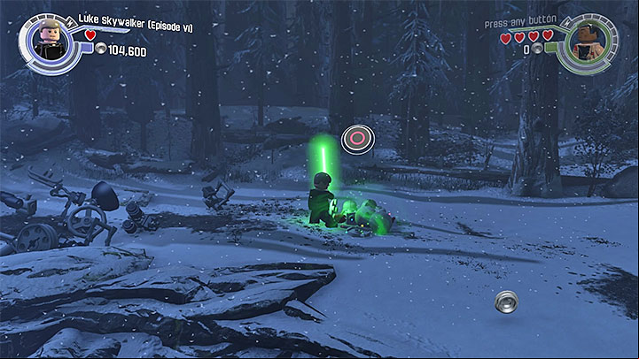 You can make another snowman when you progress to one of the next phases of the fight with Kylo Ren and a new part of the forest will be unlocked - Chapter 10 - The Finale | Minikits and red bricks - Minikits and red LEGO bricks - LEGO Star Wars: The Force Awakens Game Guide