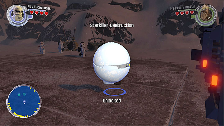 A chance to accomplish the bonus stage Starkiller Destruction will take place at the very end of your adventure - Bonus Mission - Starkiller Destruction | Walkthrough - Side missions - LEGO Star Wars: The Force Awakens Game Guide