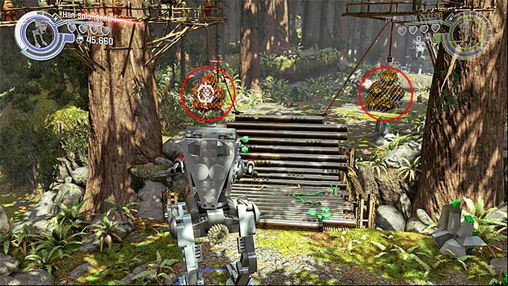 Destroy the weights hanging by the bridge. - Prologue - The Battle of Endor | Walkthrough - Story Mode - LEGO Star Wars: The Force Awakens Game Guide