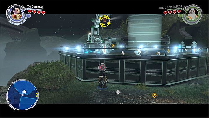 Poe needs to grab onto the upper handle. - Chapter 1 - Assault on Jakku | Walkthrough - Story Mode - LEGO Star Wars: The Force Awakens Game Guide