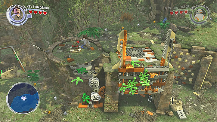Use the rotating mechanism to transport BB-8 above - Chapter 6 - Battle of Takodana | Walkthrough - Story Mode - LEGO Star Wars: The Force Awakens Game Guide